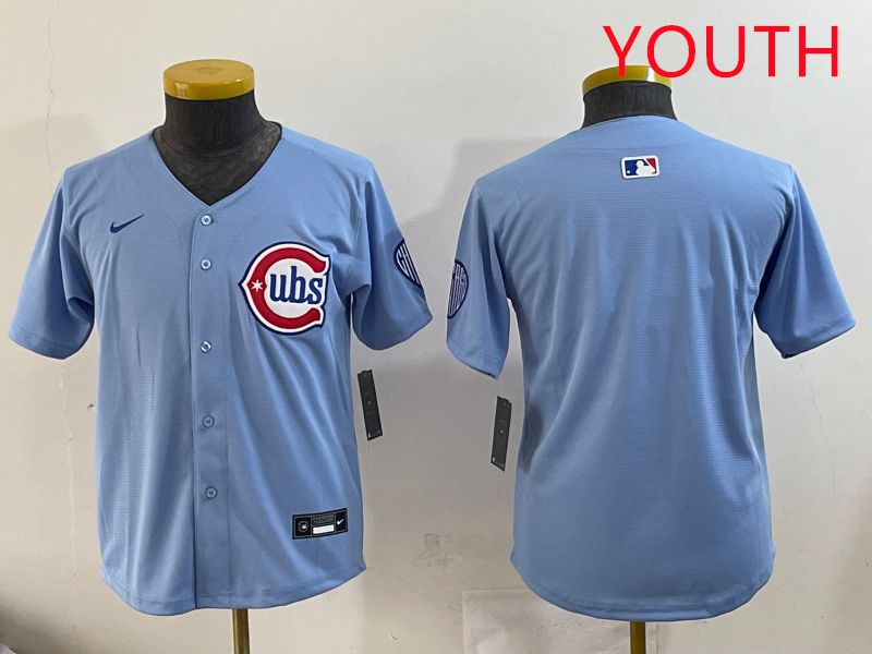 Youth Chicago Cubs Blank Light Blue Throwback 2025 Nike MLB Jersey style 7